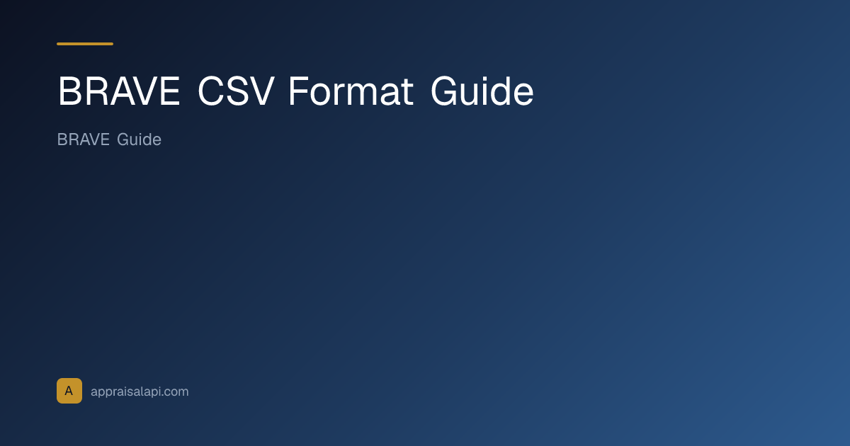 BRAVE CSV Format Guide | AppraisalAPI