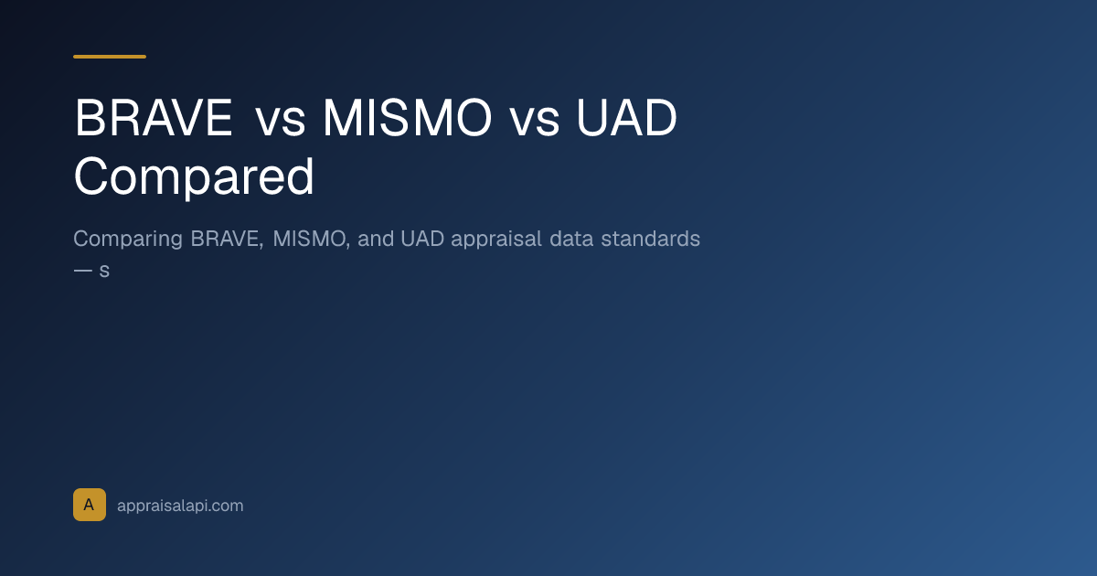 BRAVE vs MISMO vs UAD Compared | AppraisalAPI